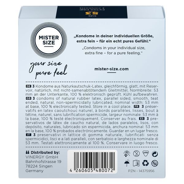 Mister Size - pure feel - 53 (3 condoms), товщина 0,05 мм ON0174 фото